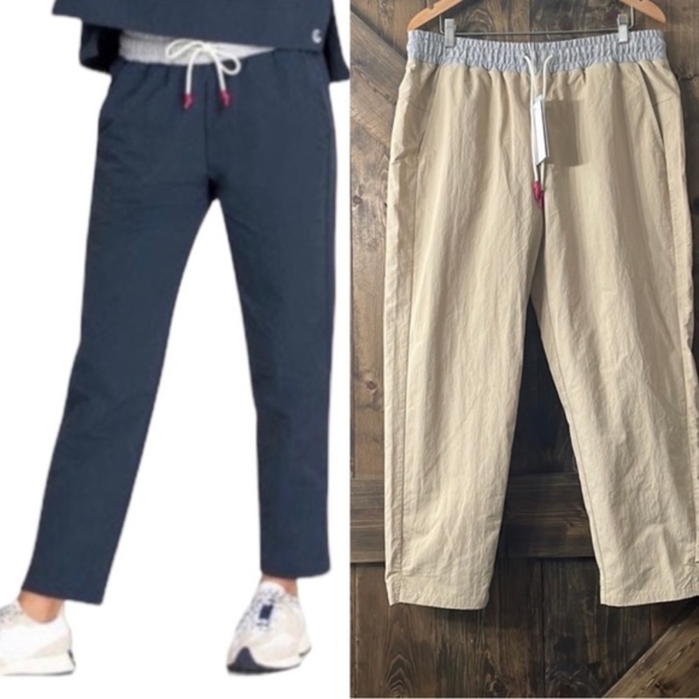 CALME By Johnny Was Mix Nylon Taper Leg Ankle Pant L $148 NWT
